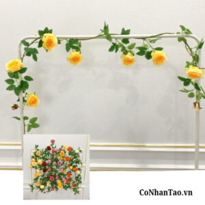 Dây Leo Hoa Giả - Dây Leo Hoa Hồng 7 Bông 7 Nụ 200 Cm