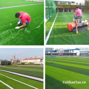 Quy trình thi công sân bóng không hạt cao su HNC 550
